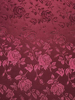 Load image into Gallery viewer, Jacquard brocade satin Burgundy fabric Floral 58" wide per yard
