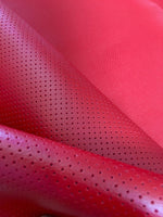 Load image into Gallery viewer, Red Perforated commercial marine grade upholstery vinyls Faux Leather fabric per yard

