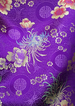 Load image into Gallery viewer, Purple  Chinese Brocade Satin Floral wide per yard 45”
