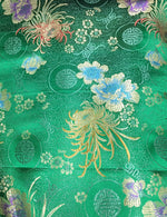 Load image into Gallery viewer, Kelly Green Chinese Brocad Satin Floral wide per yard 45”
