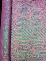Load image into Gallery viewer, Iridescent Geometric Designer Bombshell LILAC  Sequins Lace Fabric Sold By The Yard
