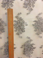 Load image into Gallery viewer, Floral Tulle Lace scalloped Edges Embroidery Fabric Sold By Yard AVAILABLE MULTIPLE COLORS
