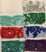 Load image into Gallery viewer, Sarah Floral Tulle Lace scalloped Edges Embroidery Fabric Sold By Yard AVAILABLE MULTIPLE COLORS
