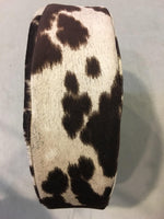 Load image into Gallery viewer, Brown cow print suede Round Cushion foam Upholstery barstool chair 4"x13.5"
