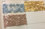 Load image into Gallery viewer, Sarah Floral Tulle Lace scalloped Edges Embroidery Fabric Sold By Yard AVAILABLE MULTIPLE COLORS
