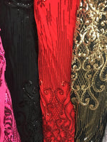 Load image into Gallery viewer, Queen Egg/Tulip, Big Print, Sequin, 4-way Stretch, Fabric 54" Sold By the Yard, Wedding, Prom, Dresses, Lingerie, Pageant
