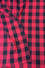 Load image into Gallery viewer, Gingham checkers red black 100% Polyester  fabric 60"wide sold by the yard

