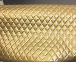 Load image into Gallery viewer, Contract Vinyl Leather Faux vinyl Quilted Shiny Silver and Gold auto headliner headboard fabric with 3/8" Foam Backing Upholstery 52" Wide

