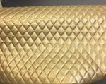 Load image into Gallery viewer, Contract Vinyl Leather Faux vinyl Quilted Shiny Silver and Gold auto headliner headboard fabric with 3/8" Foam Backing Upholstery 52" Wide

