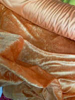 Load image into Gallery viewer, Velvet panne crushed backdrop velour stretch fabric 60" wide Light Orange
