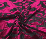 Load image into Gallery viewer, Fleur-De-Lis Wallpaper burnout 4 way stretch Velvet Draping, Curtains, Appeal Dresses
