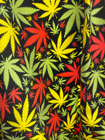 Load image into Gallery viewer, Stretch spandex / Yellow green green multicolored FLOWER  (PLANT) leaves print sold by the yard
