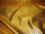 Load image into Gallery viewer, 54" GOLD Crocodile embossed Faux leather Upholstery vinyl
