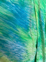 Load image into Gallery viewer, Blue green rainbow tie dye Stretch Velvet fabric by the yard 60" Wide
