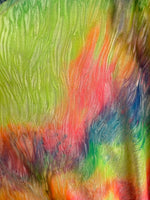 Load image into Gallery viewer, Yellow rainbow tie dye Stretch Velvet dance  home decor fabric by the yard 60" Wide
