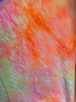 Load image into Gallery viewer, Orange Yellow rainbow tie dye Stretch Velvet dance  home decor fabric by the yard 60" Wide
