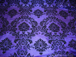 Load image into Gallery viewer, Taffeta Purple Black Flocking Damask polyester fabric by yard 60" wide
