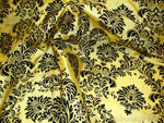 Load image into Gallery viewer, Yellow Taffeta Black Flocking Damask fabric per yard
