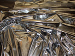 Load image into Gallery viewer, Silver Metallic chorme Foil 4 way Stretch fabric BY THE YARD swimwear dancewear costume 60" Wide
