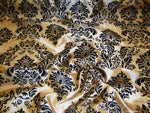Load image into Gallery viewer, 20 yards Gold Taffeta Black Flocking Damask fabric 60 inches wide
