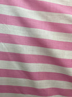 Load image into Gallery viewer, Pink  white stripe Poly cotton 1" stripe  POLY-COTTON 58" per yard
