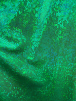Load image into Gallery viewer, Kelly Green shattered Metallic Spandex Hologram fabric per yard
