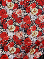 Load image into Gallery viewer, Red multi floral   Poly cotton Sold by yard  POLYCOTTON 58" wide
