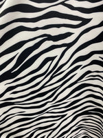 Load image into Gallery viewer, Zebra black white 4 way stretch spandex fabric 60 inches wide
