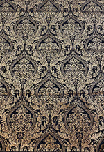 Load image into Gallery viewer, Chenille,Napoli Black damask on gold  56" Wide Fabric, upholstery, pillow fabric by the yard
