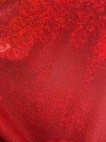 Load image into Gallery viewer, RED shattered Metallic Spandex Hologram fabric per yard
