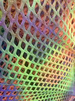 Load image into Gallery viewer, Purple green Shiny Fishnet with Lurex Nylon Spandex 60" Sold by Yard  58" wide  Sportswear, Athletic
