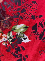 Load image into Gallery viewer, Red floral Stretch burnout Velvet lace  Draping, Curtains, Appeal Dresses 100% POLYESTER
