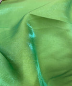 Load image into Gallery viewer, Turquoise/ lime shimmer Shantung Faux Silk fabric per yard
