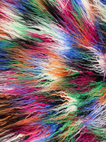 Load image into Gallery viewer, Multi Mongolain Faux Fur Long PIle  fabric by the yard 58" Wide

