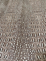 Load image into Gallery viewer, Brown ivory  Gator upholstery Faux vinyl fabric per yard
