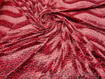 Load image into Gallery viewer, Red Leopard Cheetah spots Animal Print Velboa Draper Upholstery Fabric BY THE YARD 60" Wide
