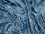 Load image into Gallery viewer, Blue/ Black Cheetah spots Animal Print Velboa Fabric BY THE YARD 60" Wide
