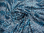 Load image into Gallery viewer, Blue/ Black Cheetah spots Animal Print Velboa Fabric BY THE YARD 60" Wide
