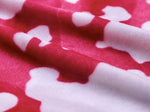 Load image into Gallery viewer, White on Red Spots Cow Animal print Velboa Fabric BY THE YARD 60" Wide Drapery, Upholstery, Clothing Fabric
