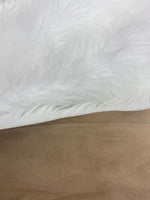 Load image into Gallery viewer, Faux Fur Long Pile Bonded Shagg Suede Backing Fabric White  / 60" Wide / Sold by the yard
