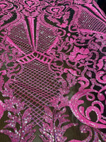 Load image into Gallery viewer, Fuchsia Victoria Egg/Tulip, Sequin, 4-way Stretch, Fabric 54" wide
