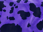 Load image into Gallery viewer, Black on Purple Spots Cow Animal print Velboa Fabric BY THE YARD 60" Wide Drapery, Upholstery, Clothing Fabric
