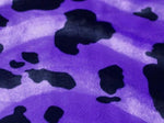 Load image into Gallery viewer, Black on Purple Spots Cow Animal print Velboa Fabric BY THE YARD 60" Wide Drapery, Upholstery, Clothing Fabric
