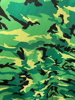 Load image into Gallery viewer, Green Camouflage  stretch spandex fabric SOLD BY YARD 60 inches wide
