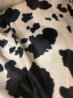 Load image into Gallery viewer, Black on white Spots Cow Animal print Velboa Fabric BY THE YARD 60" Wide Drapery, Upholstery, Clothing Fabric

