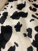 Load image into Gallery viewer, Black on white Spots Cow Animal print Velboa Fabric BY THE YARD 60" Wide Drapery, Upholstery, Clothing Fabric
