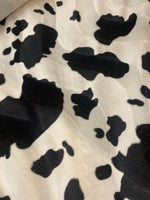 Load image into Gallery viewer, Black on white Spots Cow Animal print Velboa Fabric BY THE YARD 60" Wide Drapery, Upholstery, Clothing Fabric
