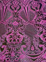 Load image into Gallery viewer, Fuchsia Victoria Egg/Tulip, Sequin, 4-way Stretch, Fabric 54" wide

