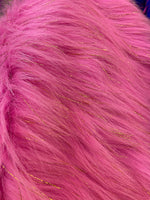 Load image into Gallery viewer, Fur Faux fake Hot Pink  Sparkle Faux Fur Fabric Per Yard 60" wide
