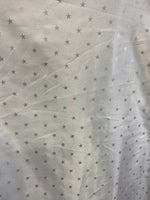 Load image into Gallery viewer, Charmeuse  Satin polyester Silver star white fabric 60" wide by the yard
